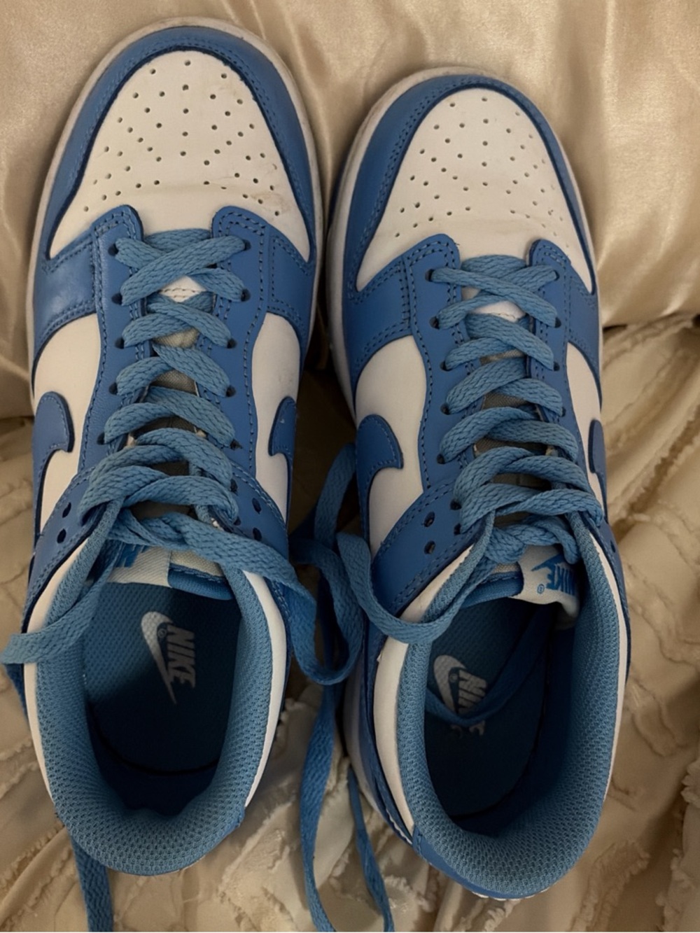 Nike White and Blue High-Top Sneakers